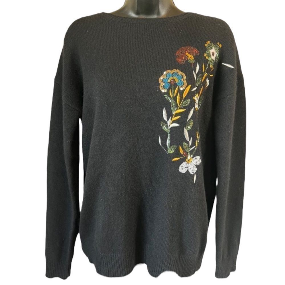 The Cashmere Project Black Cashmere Embellished Sweater